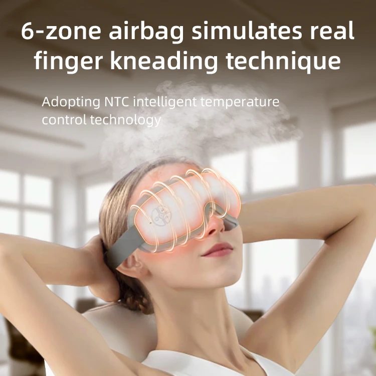 Masajeador para el cuidado de los ojos con vibración y calefacción inteligente, diseño plegable, con máscara para los ojos de compresión de aire, música Bluetooth para regalos, Reduce la tensión ocular