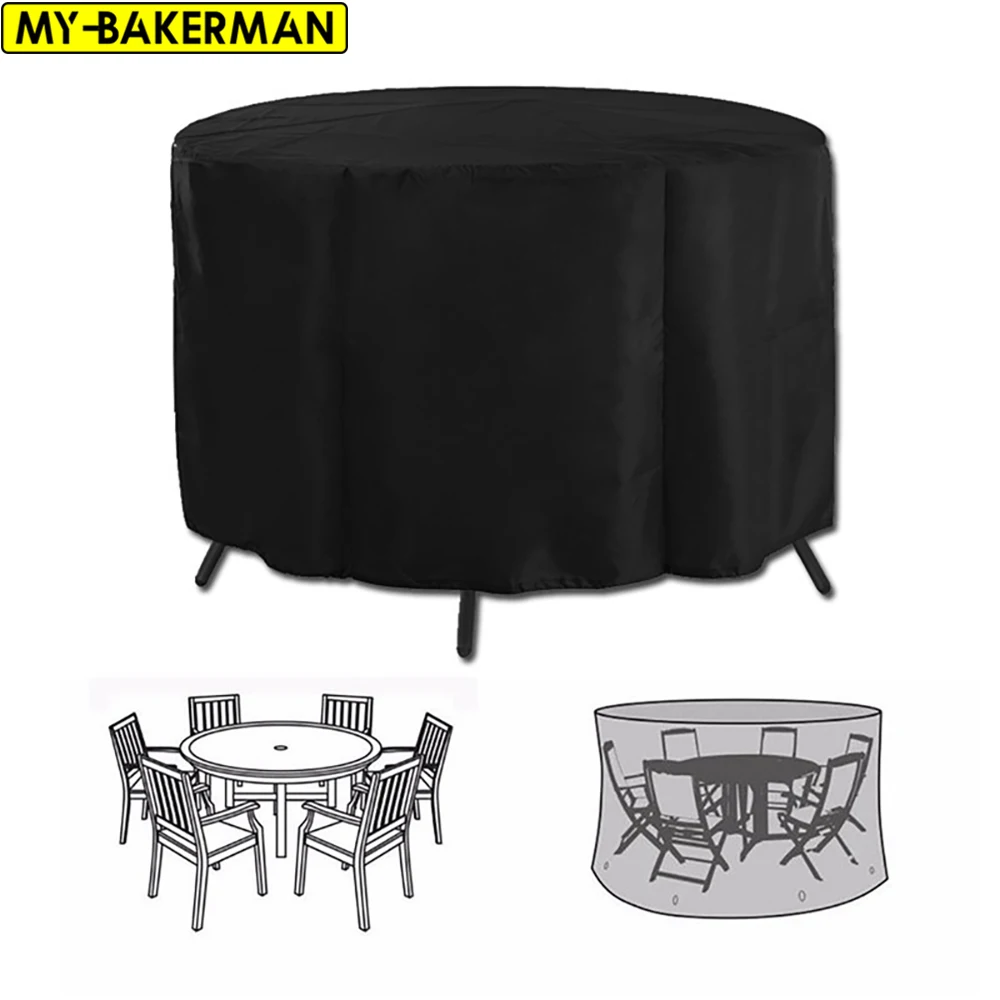 Round Cover Round Outdoor Garden Furniture Cover Waterproof Oxford Protective Furniture Rain and Snow Dust Cover view 2