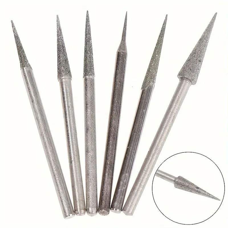 6 Stück 1-4 mm Diamant-Schleifkopf-Nadelbits, Fräser, Gravur- und Schnitzwerkzeug, 2,35 mm Schaft D – Detail 6