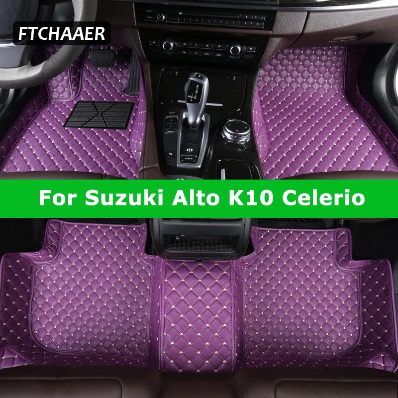 FTCHAAER Custom Car Floor Mats For Suzuki Alto K10 Celerio 2008-2022 Auto Carpets Foot Coche Accessorie