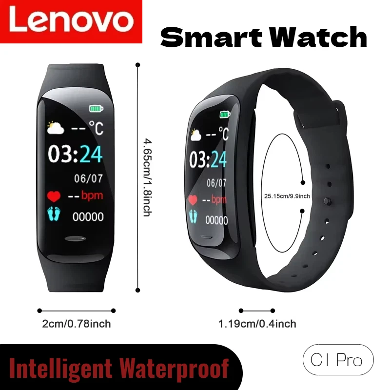 

Умные спортивные часы Lenovo C1 Pro: водонепроницаемый фитнес-браслет с Bluetooth 5.3, отслеживанием пульса, давления и сна