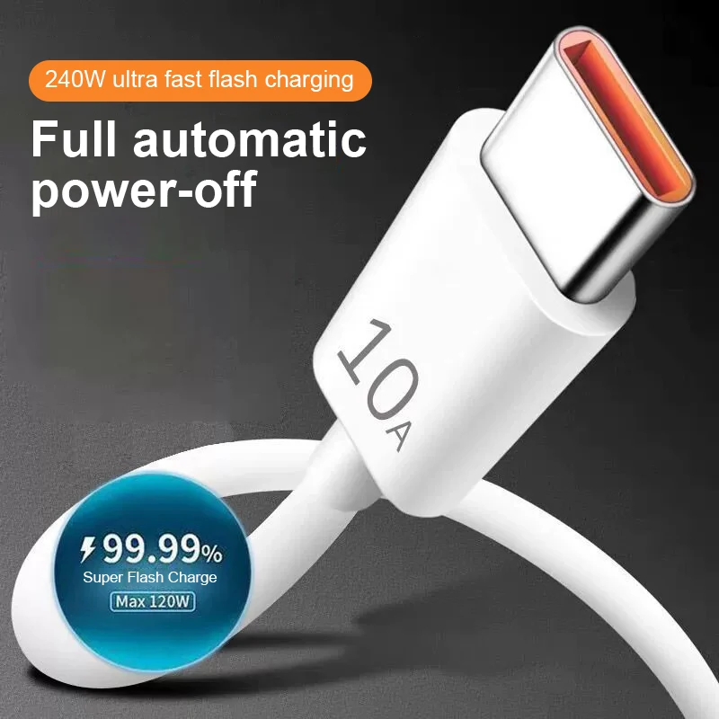 10A Fast Charging Data Cable Type-c Automatic Power Off Simple 2M Car Data Cable Suitable For Huawei Xiaomi Android Universal