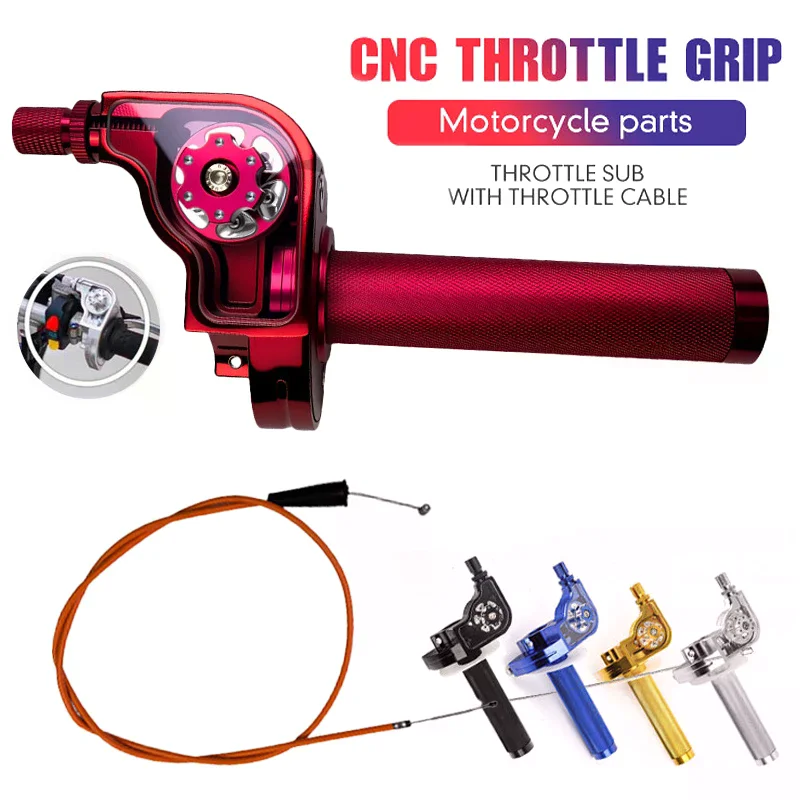 Motorcycle 22mm Quick Action CNC Throttle Grip Aluminum With Cable Accelerator Moped Scooter