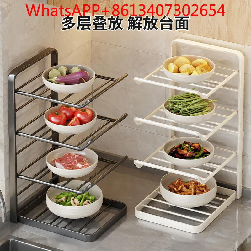 Kitchen food preparation rack foldable multi-functional countertop dish storage wall hanging vegetables (1pcs)
