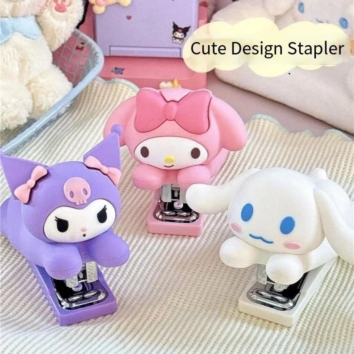 Sanrio Kawaii Cinnamoroll Cucitrice per styling in silicone Studente Nuovo stile Cartoon Piccolo raccoglitore portatile per libri di cancelleria per ufficio domestico