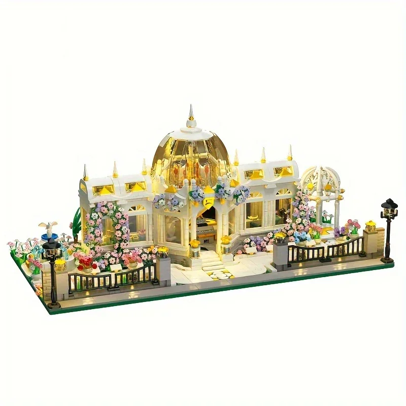 2397PCS Garden Square Building Blocks European Building Street Model Bricks Set With Light Children's Educational DIY Toys Gifts