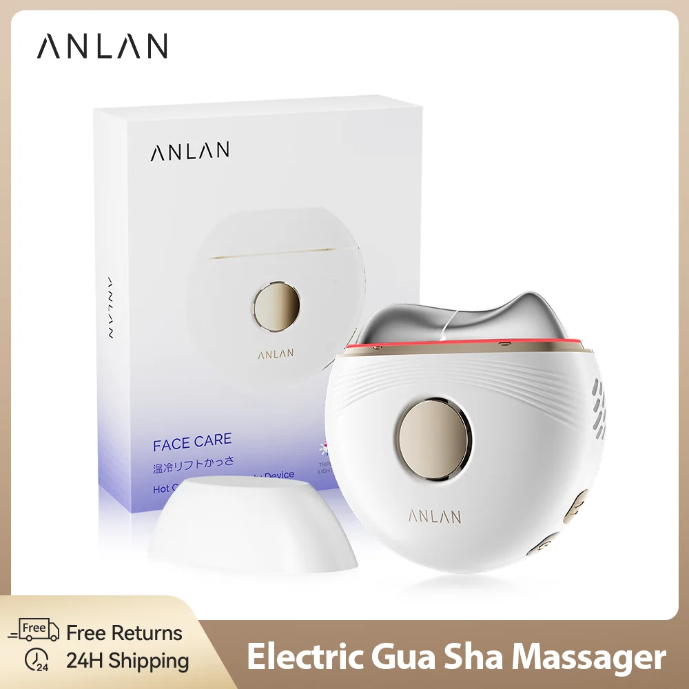 ANLAN-Ohio eur électrique Gua Sha, grattoir pour le visage, le cou et le corps, levage du visage EMS, compresses chaudes et froides, outil de