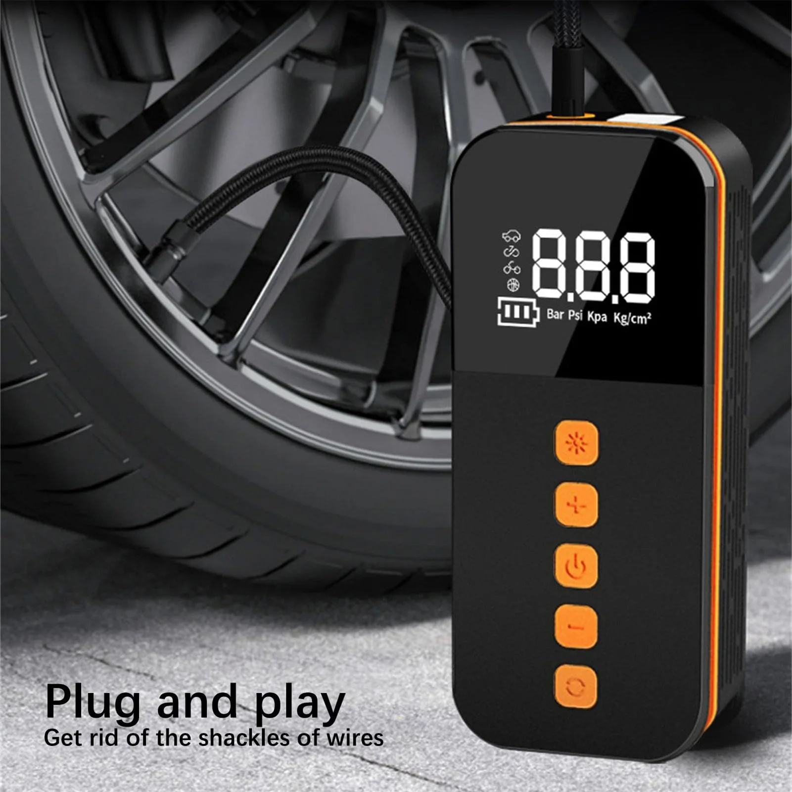 Smart Digital Tire Pressure Pump Handheld Air Pump with Digital Pressure Gauge Suitable for Roadside Emergencies