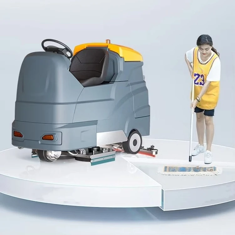 Double Professional Brush Floor Scrubber Strong Durable Industrial Grade Floor Cleaning Machine