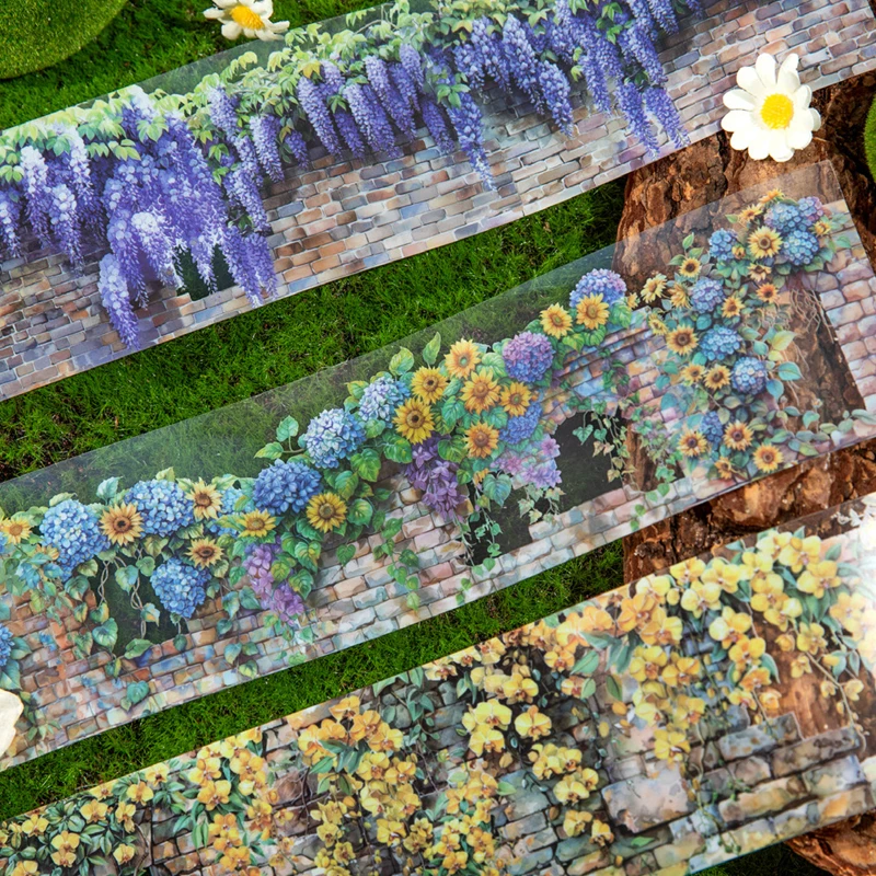 200cm/roll Garden Fence Theme PET Tape Handmade Account Landscape Tape Creative Collage Material DIY Greeting Card Decorative