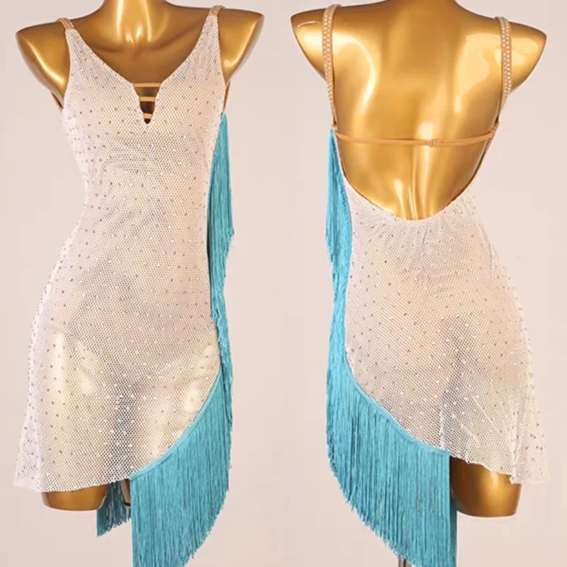 Latin dansjurk Showwedstrijdjurk Fringe Style Lomba Chacha dansjurk