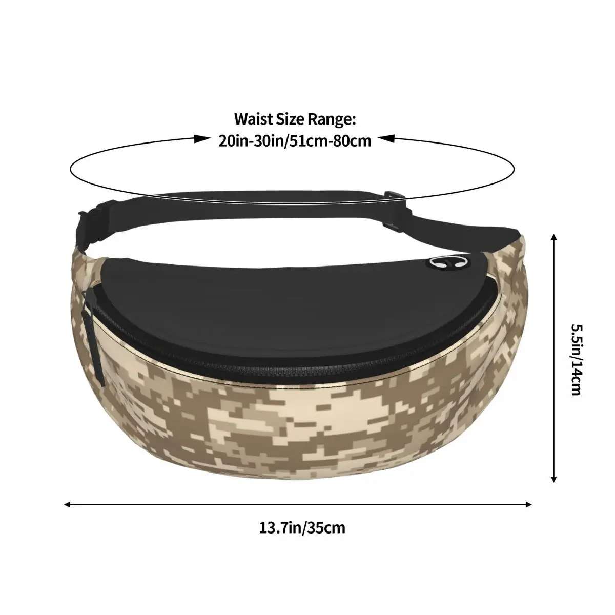 Desert Digital Camo Fanny Pack Women Men Multicam Military Camouflage Crossbody Waist Bag for Traveling Phone Money Pouch