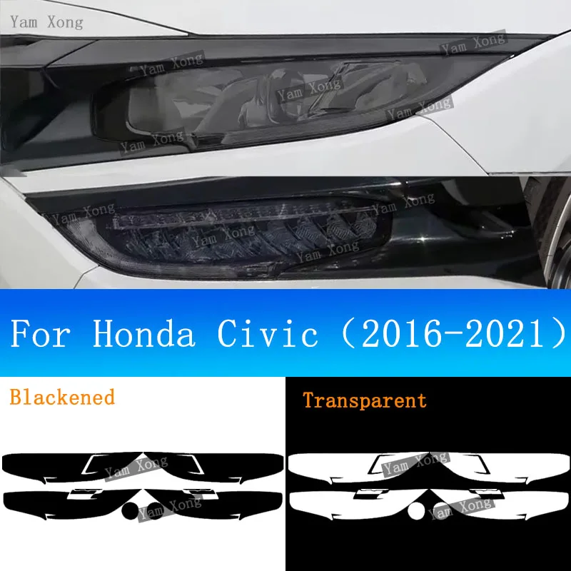 

Auto Exterior Front Light TPU Transparent Protective Film For Honda Civic 10th Gen Headlight Black Wrap Cover Armored Films