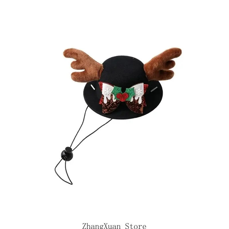 Weihnachtskostüm-Mütze, Pet Antler Cosplay-Zubehör, Katzen- und Hunde-Fotobekleidung 3XUF – Detail 2