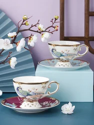 Luxury Bone China Coffee Cup and Saucer Set, Exquisite Porcelain Tea Cups Set, Afternoon Home Drinkware, Coffeeware Gift