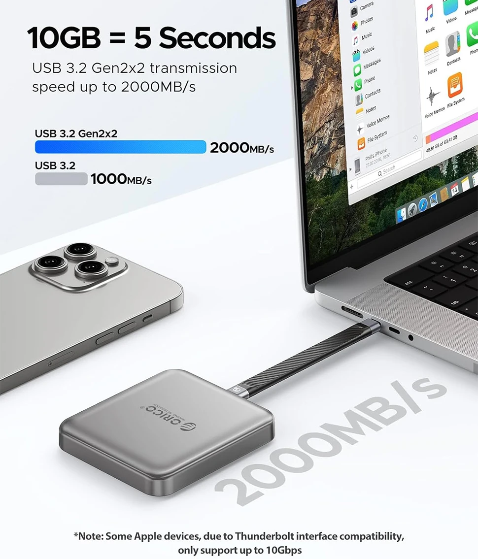 ORICO محرك الأقراص الصلبة الخارجي المحمول SSD 1 تيرا بايت 2 تيرا بايت PSSD القرص المغناطيسي USB3.2 20 جيجابت في الثانية 4K HD نوع C M.2 محرك الحالة الصلبة آيفون 15 #2