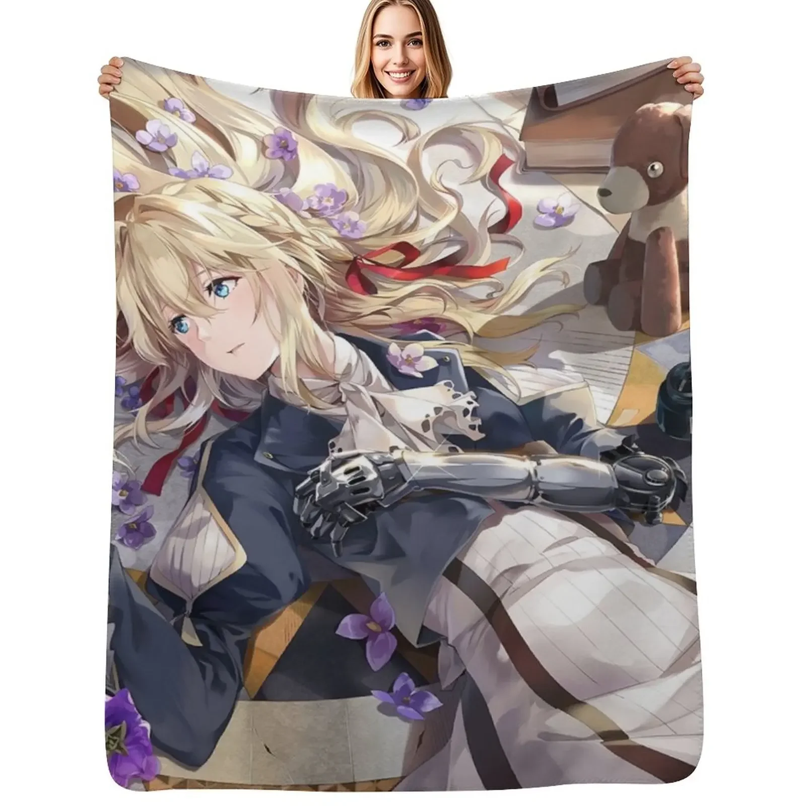 

Violet Evergarden 4 Throw Blanket Soft Plush Plaid Warm Sleeping Bag manga Blanket
