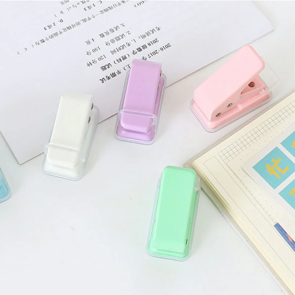 Portable DIY Crafts Single Hole Punch Punching Macaron Color Embossing Tool 1 Hole Binding DIY Paper Puncher Stationery