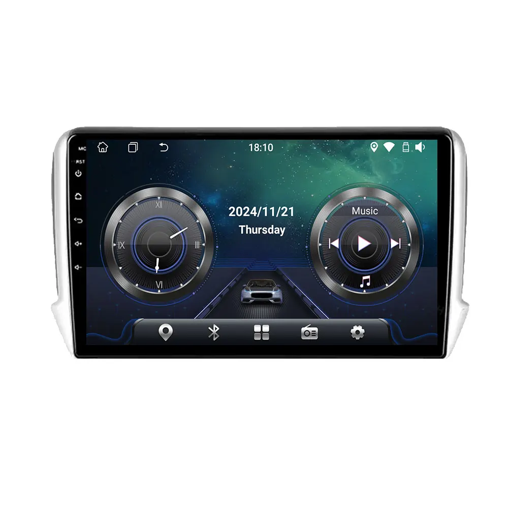 Android Auto Voor Peugeot 2008 208 2012 - 2018 Multimedia Speler Navigatie GPS Carplay QLED Touchscreen Auto Stereo WIFI Geen 2din - afbeelding 2