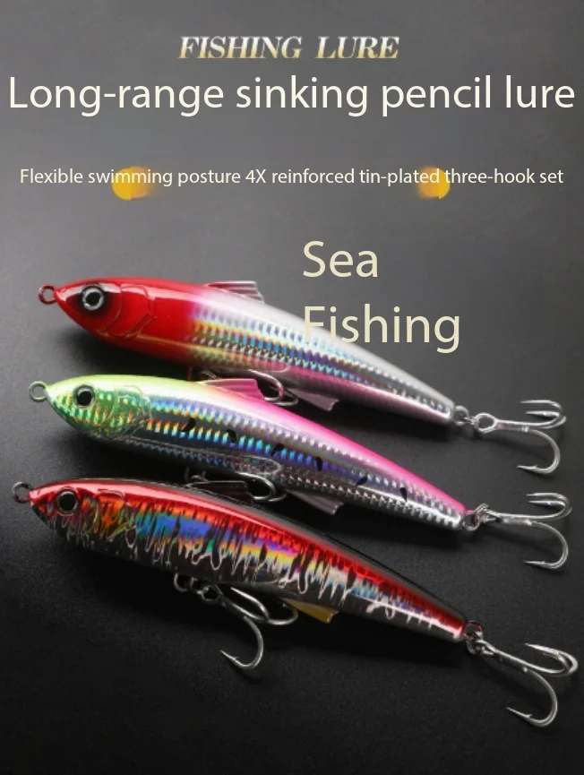

Saltwater Sinking Pencil Hard Lure 17cm 63g Boat Big Game Long Cast Luminous Reinforced Hook Tuna Trevally Sea Fishing Bait