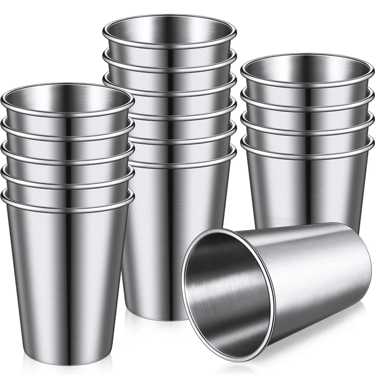 ABLG Paquete de 16 vasos de acero inoxidable, irrompibles para acampar, viajar y uso al aire libre (12 Oz/350 Ml)