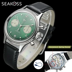 SEAKOSS Original 1963 Pilot Chronograph 38mm ST1901 Movement Mechanical Waterproof Watches RED STAR Men's With Gooseneck