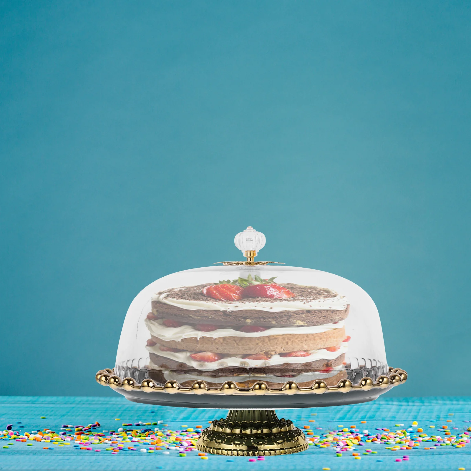 

Cake Tray with Cover Transparent Food Protector for Home Kitchen Party Cake Stand Dessert Display Holder