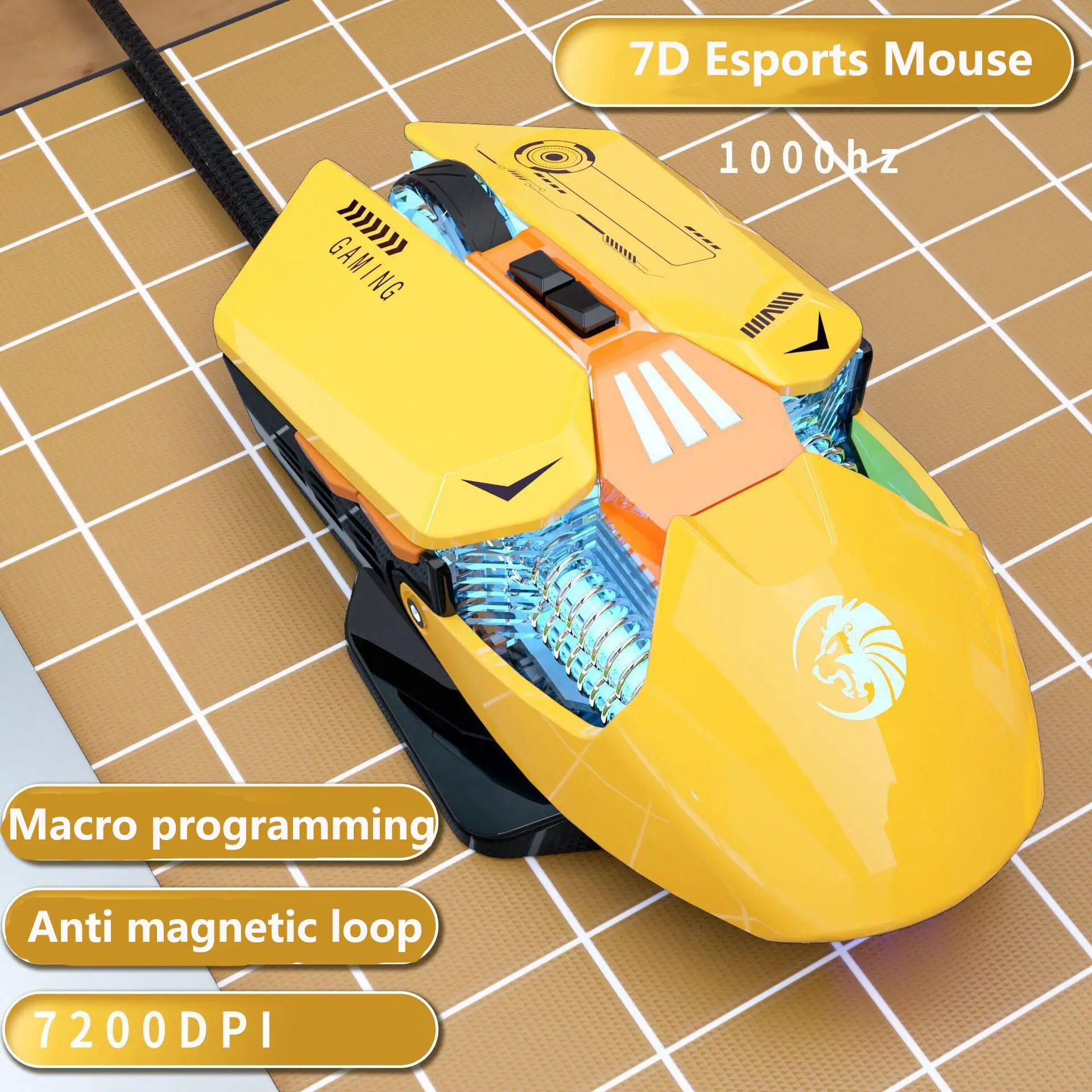 

Skylion C6 Mecha Wired USB Game Mouse Esports Macro Programming Mause Mute 7D 7200 DPI Adjustable Gamer Mouse For PC Computer