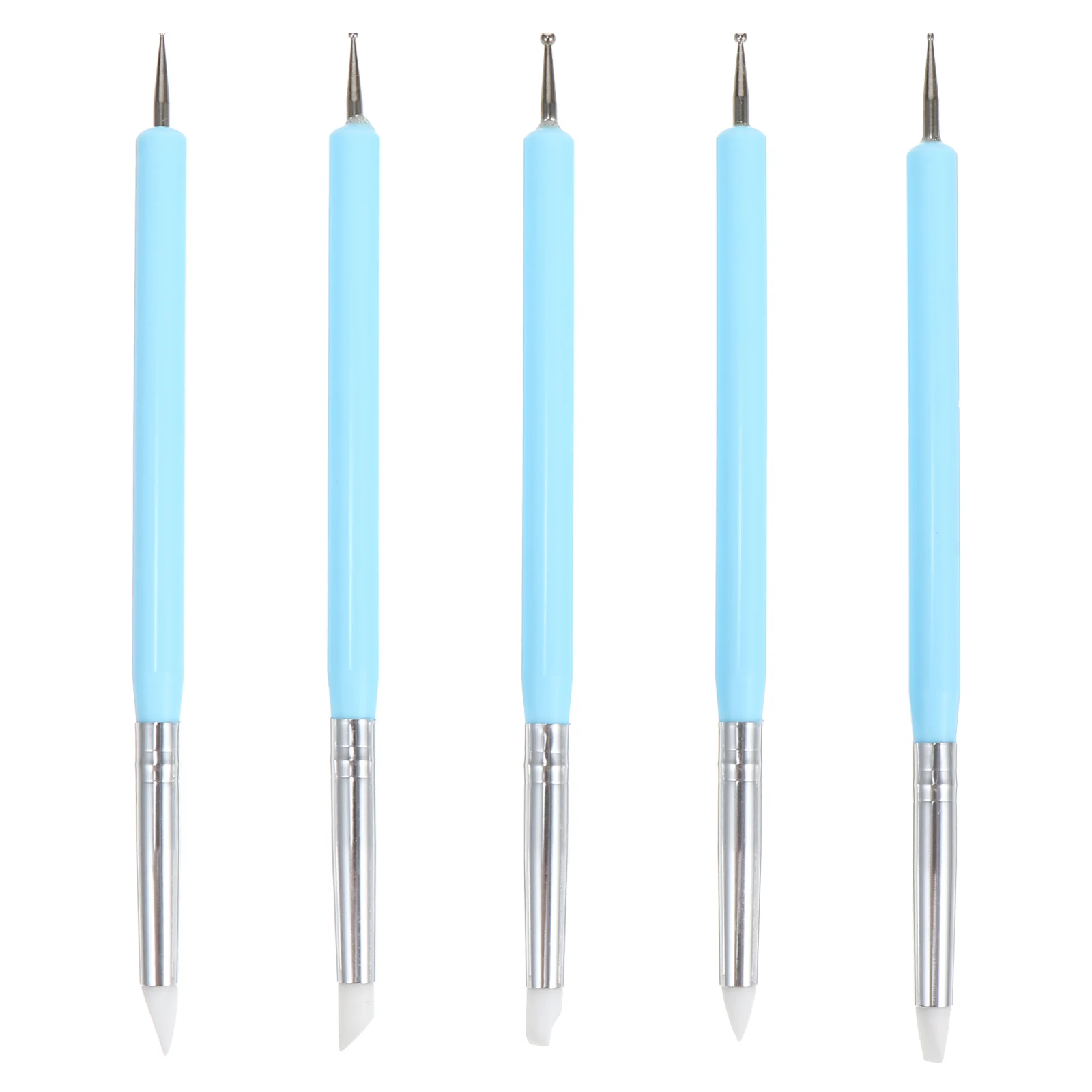 

5pcs Silicone Dot Needle Pen Nail Dotting Brush Manicure Tools Gel False Nails Natural Nails Salon Home Use Easy Dual Heads