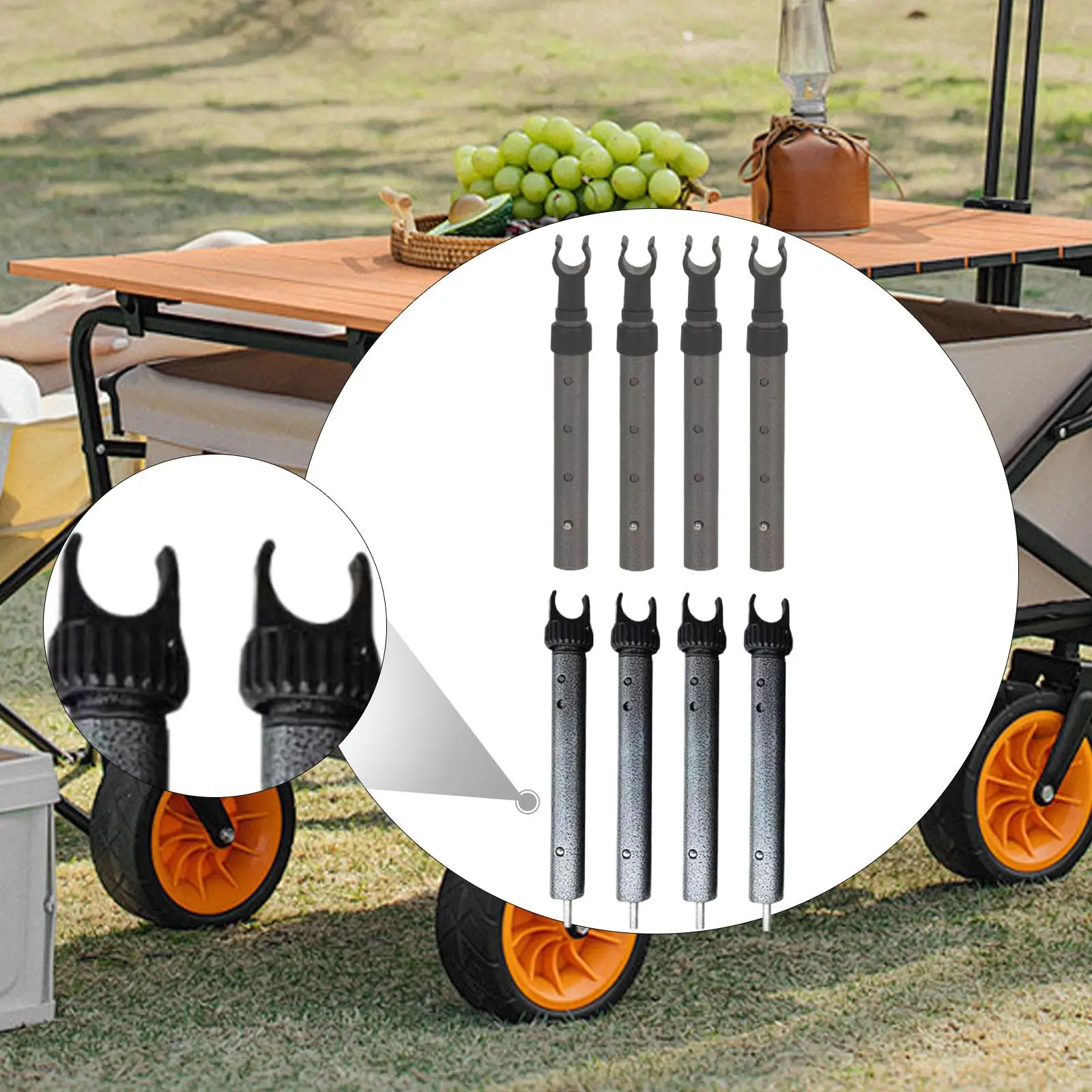 แท่งรองรับโต๊ะรถเข็นแคมป์ปิ้ง 4 ชิ้น อุปกรณ์เสริมรถเข็นสวน ยกสูงขึ้น