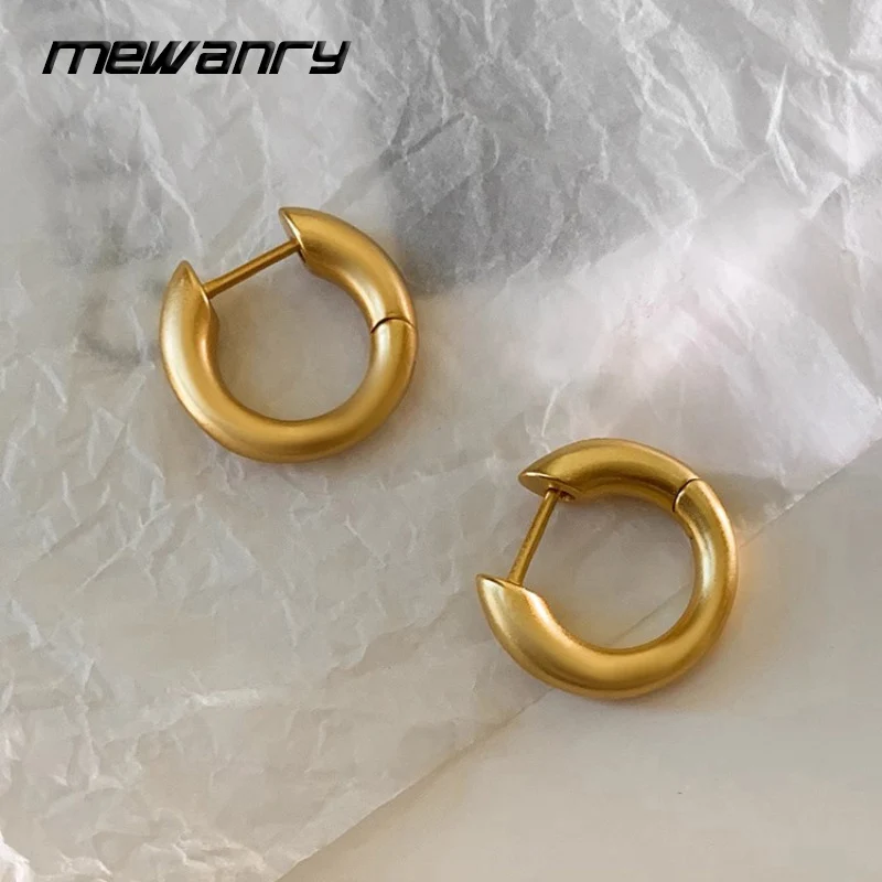 Mewanry Gold Color Minimalist Hoop Earrings For Women Couples Classic Fashion Temperament Hip Hop Prevent Allergy Party Jewelry