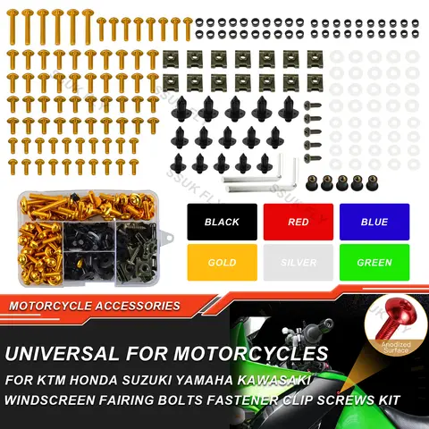 195PCS Moto Parabrezza Carenatura Bulloni di Fissaggio Clip Viti Kit Per YAMAHA KAWASAKI SUZUKI HONDA BMW DUCATI Moto