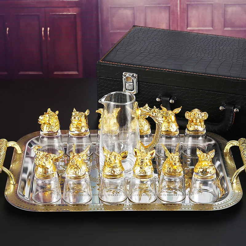 

Thanksgiving Day Gift Wine Glass ChineseTwelve Zodiac Liquor Creative Practical European Drinkware Exquisite Surprise Presents