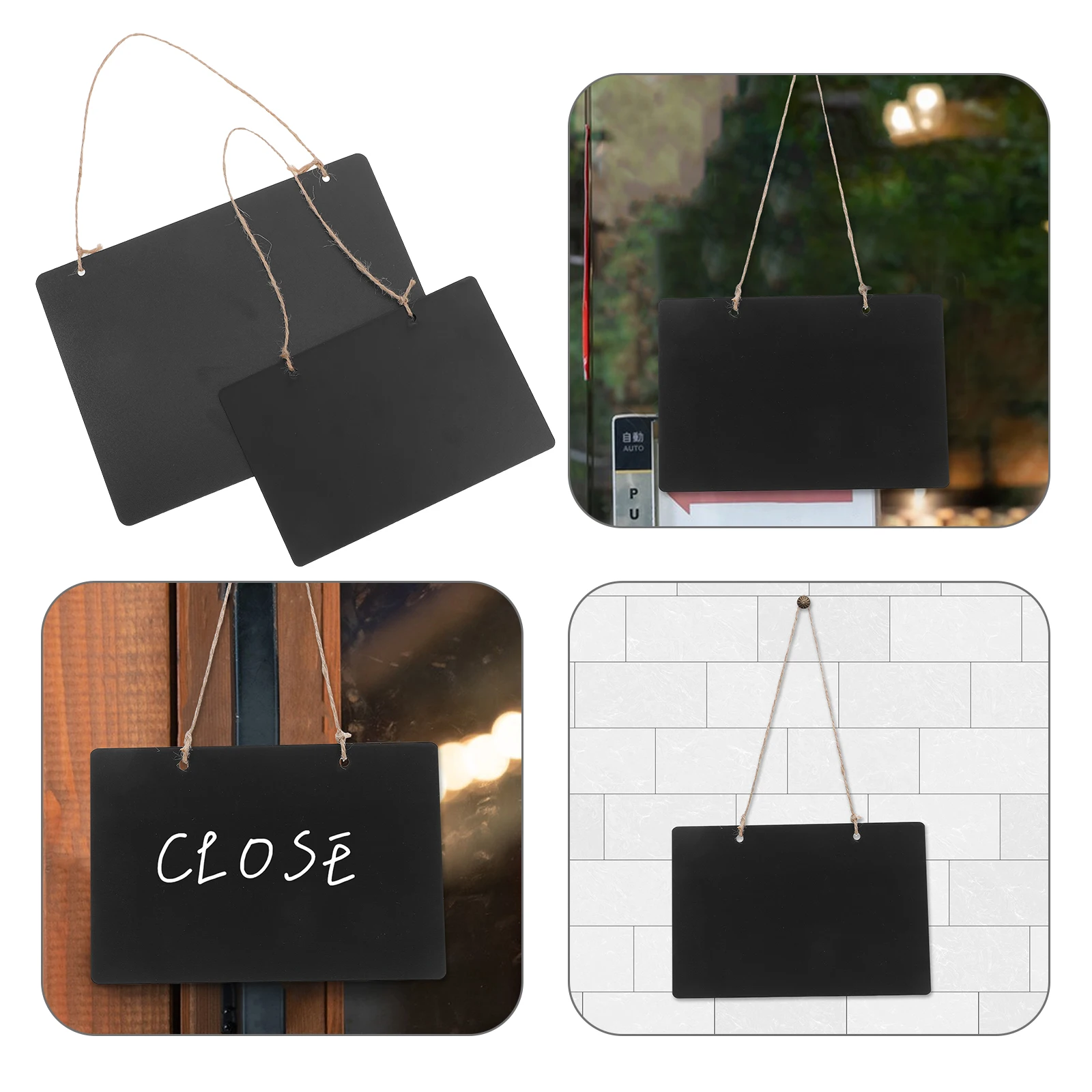 4 Pcs Hanging Blackboard Double Sided Message Sign Pet Home Party Chalkboard Signs Wood Erasable