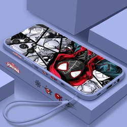 Marvel Avengers SpiderMan Art Liquid Left Rope For Samsung Note 20 10 A54 A31 A14 A03 A22 A34 A04 A24 Ultra Plus 5G Phone Case