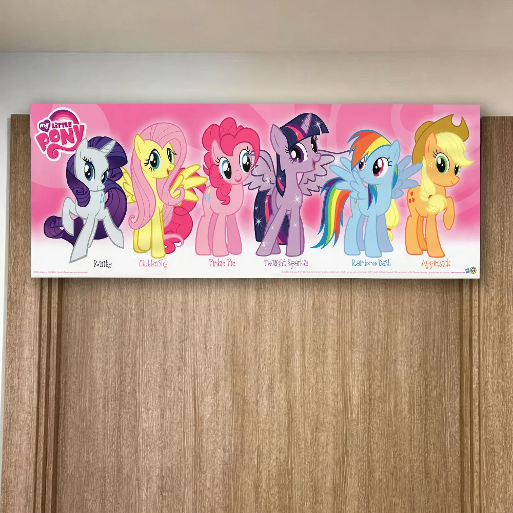 My Little Pony Alle Hauptfiguren Rosa Vertikaler Langer Wandteppich Kinder Cartoon Wandbehang – Detail 2