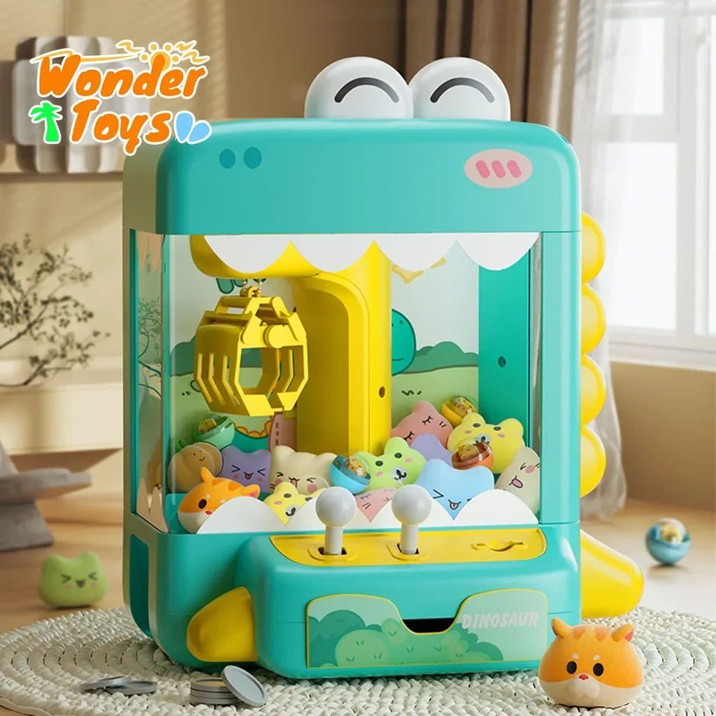

Cartoon Dinosaur Drawing Machine Claw Stuffed Animal Indoor Play Game Catch Toy with Sound Light Birthday Christmas Gifts Kids