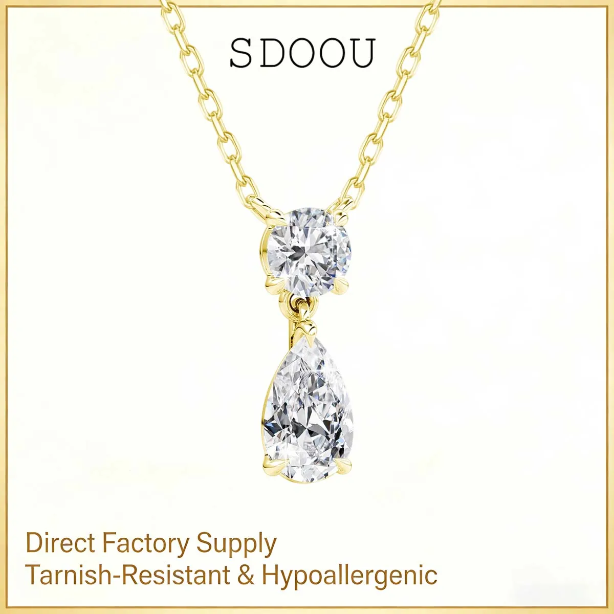 

SDOOU 0.5ct/3ct Pear Cut Moissanite Pendant 14K Gold Filled Trendy Clavicle Necklace Teardrop Engagement Jewelry Gift for Women