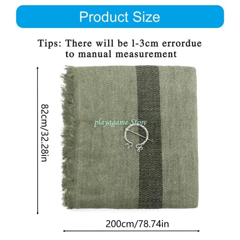 Y88A Medieval Scarf Cowl Men with Brooch,Vikinges Cowl Hood Cloak,Renaissances Hooded Shawl for Halloween Cosplay