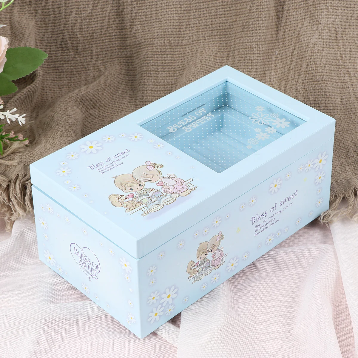 Caja de música con tapa transparente para chica bailando giratoria, contenedor de caja de joyería, caja de almacenamiento de joyería musical versátil, 1 ud.