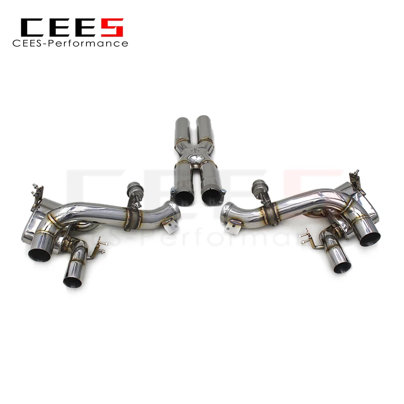 CEES T304 Mirror Polish Exhaust Pipes for Ferrari GTC4 Lusso T 3.9 Valve Catback Exhaust X-pipe Muffler Exhaust Pipe