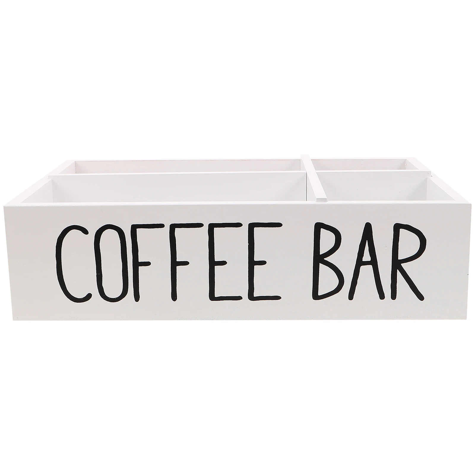 

Wood Coffee Tea Organizer Box 4 Dividers Space Saving Countertop Storage Multi Compartment Tea Bag Holder Desktop Organizer