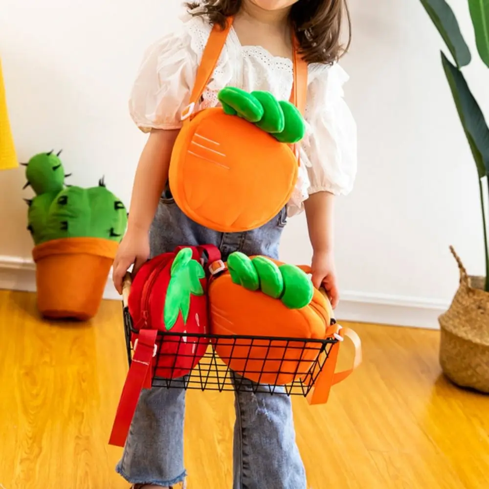 Simulation Carrot Carrot Plush Bag Lovely Cartoon Fruit Plush Shoulder Bags Cute Plush Strawberry Doll Bag Birthday Gifts DIY