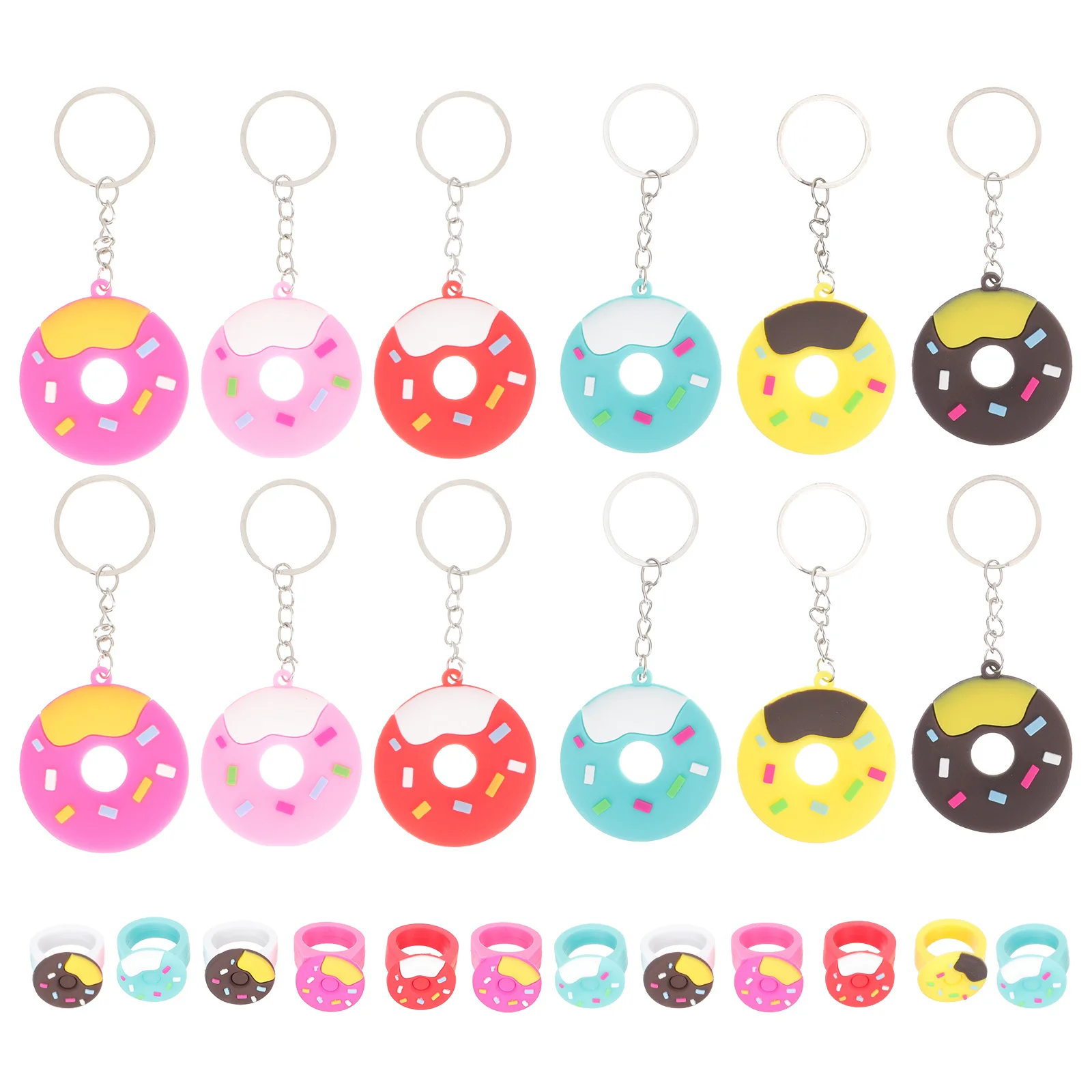 24 قطعة دونات المفاتيح خواتم هدايا الحفلات للأطفال عيد ميلاد الهالوين عيد الميلاد دونات الطرف الديكور الهدايا حلقة رئيسية #5