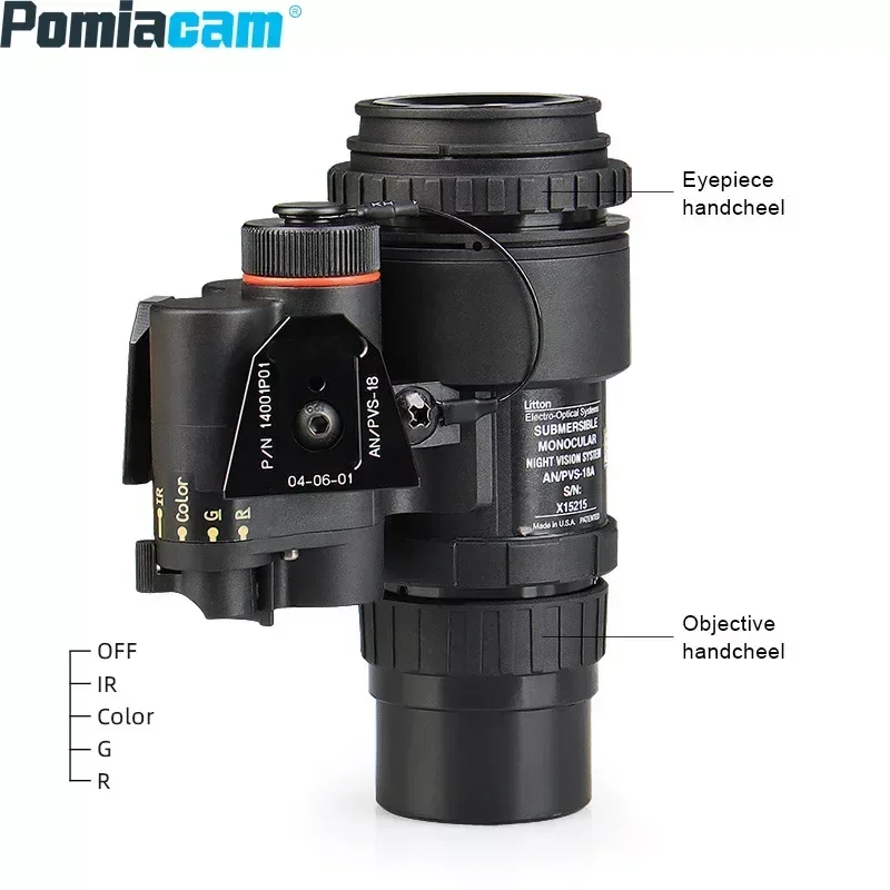 PVS-18 1X อินฟราเรดดิจิตอลอุปกรณ์ตั้งแคมป์หัวกล้องล่าสัตว์ NVG ขอบเขต HD อินฟราเรด Night Vision สําหรับล่าสัตว์ Monocular