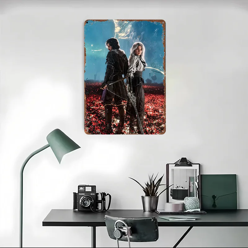 شخصيات خيالية في منظر طبيعي يشبه الحلم ملصق معدني علامات القصدير جدار الفن عصا ديكو علامة معدنية مخصصة لغرفة الديكور المنزل