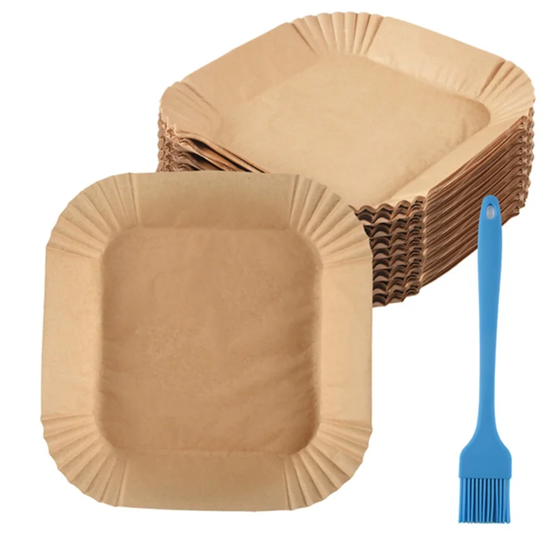 ورق خبز AD11 لمقلاة الهواء الساخن المربعة (20 سم)، عبوة من 100 ورق خبز للمقلاة الهوائية، ورق غير لاصق مقاوم للماء