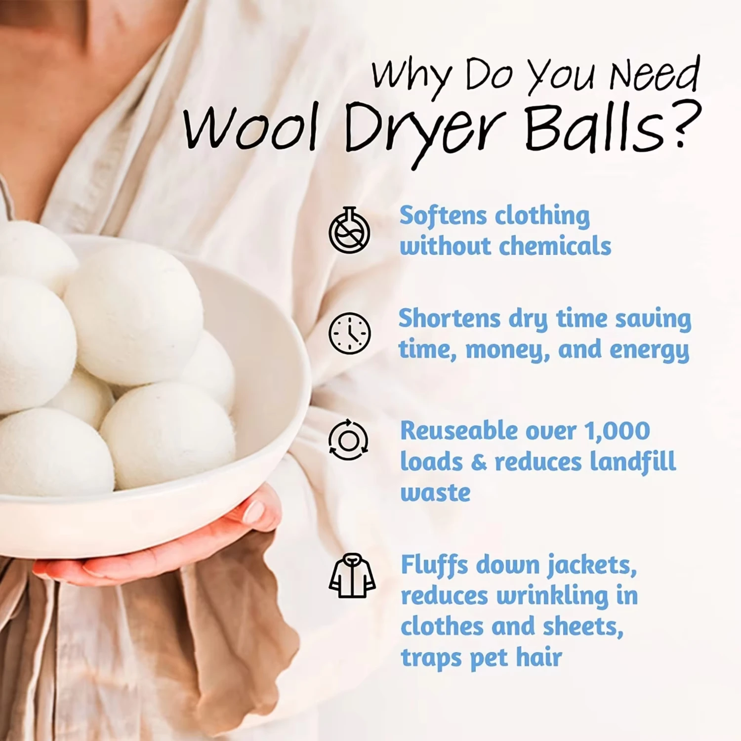 6pcs Premium Natural Wool Dryer Balls-Replace Dryer Sheets & Fabric Softener-Laundry Balls  Dryer Reusable To Dryer Sheets