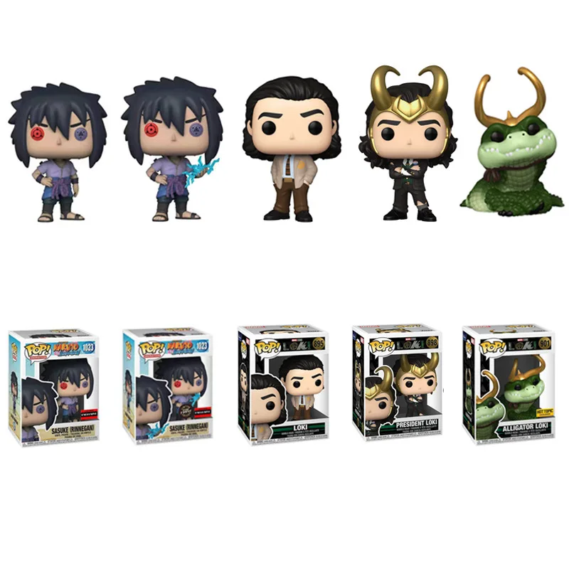 Фигурки Funko Pop по мотивам Наруто: Саске, Локи, Крокодил, Локи в короне. Сувениры и украшения. Подарок на день рождения для мальчиков.