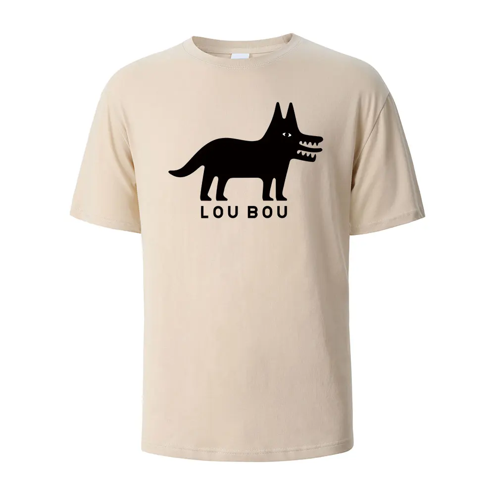 

Men's Graphic T-shirts LouBou Wolf Funny Printed Streetwear Tops For Men Pure Cotton Comfortable O-neck Oversize Men ClothingZQ